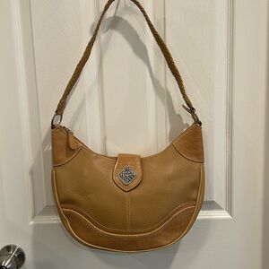 Coldwater Creek medium size caramel color bag with animal skin trim